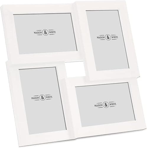 Image of Aperture Photo Frame 6" x 4” | Wooden Photograph Frames | 4 Multi Picture Frame | Free Standing or Wall Mounted | M&W (White)