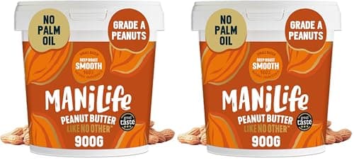 Image of ManiLife Deep Roast Smooth Peanut Butter, 900g Tub Rich and Intense Vegan Peanut Butter Made from Single Origin Grade-A Argentine Peanuts - No Palm Oil, No Added Sugar, No GMOs (Pack of 2)