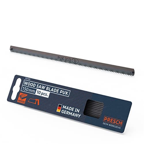 Image of Presch junior hacksaw blades for wood 150mm 10 pcs - Original PUK saw edges for 150mm hand saws - Hacksaw edge for soft, hard and profiled wood, hardboard, cardboard