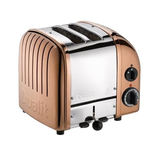 Image of Dualit Classic 2 Slice Vario Toaster| Stainless Steel, Hand Built in the UK| Replaceable ProHeat Elements| Heat Two or Four Slots, Defrost Bread, Mechanical Timer| Replaceable parts|Copper, 27450