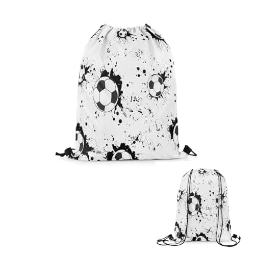 Image of Nhemeylp Drawstring Bags White Football Bag Waterproof Swimming Sports Backpack for Kids Drawstring Backpack Suitable for Sports Gym Travel Swimming Beach Personalised Gift For Boys and Girls (White)