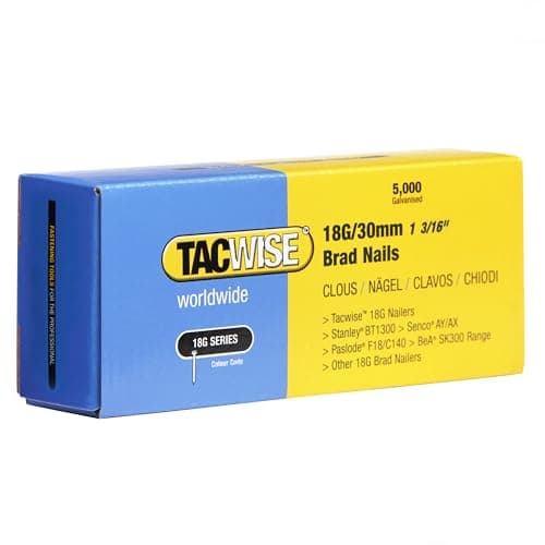 Image of TACWISE 0397 Type 18G / 30 mm Galvanised Brad Nails, Silver, Pack of 5,000