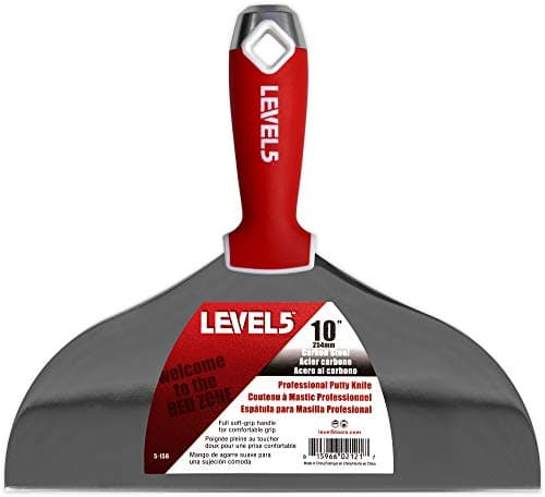 Image of 10" Soft-Grip Carbon Steel Drywall Joint Knife - LEVEL5 | Pro-Grade | Comfortable Finishing Hand Tool | Metal Hammer End | Sheetrock Gyprock Plasterboard Mud | 5-156