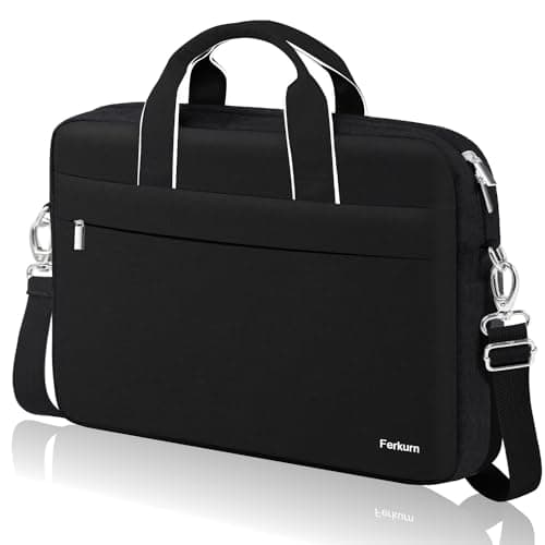 Image of Ferkurn Laptop Bag Case for Women Men, Messenger Computer Bag Briefcase with Shoulder Compatible with Macbook Pro/Air, HP Pavilion, XPS Latitude, ASUS, Acer, Samsung, Black, 15 15.6 16 Inch
