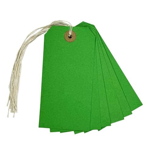 Image of Pack of 250 Green Strung Tags 120mm x 60mm