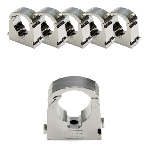 Image of Talon Hinged Pipe Clips – Secure Pipe Fixing Brackets for 15mm Pipes | Snap-Fit Hinged Clip Design | Easy Screw Fixing Base | Strong Grip & Durable Build | Project DIY (5 Pack, Chrome 15mm)
