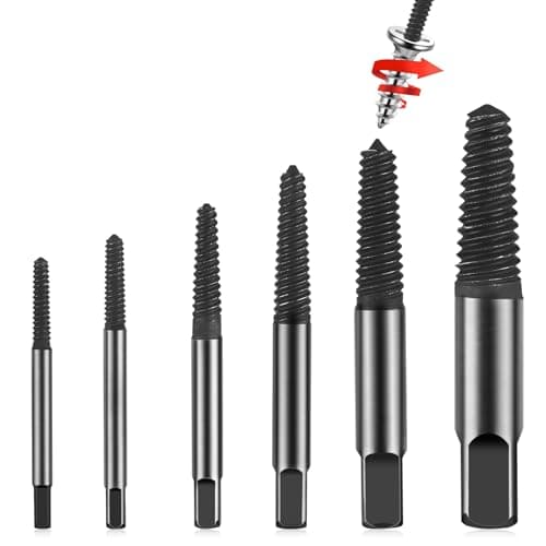 Image of Damaged Screw Extractor Set, Diyife Professional 6-Piece Premium Carbon Steel Easy Out Kit | Quickly Remove Rounded Stripped Screws, Broken Bolts & Nuts in Seconds for Plumbing & DIY | Storage Case