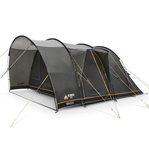 Image of Vango Keswick 500 Tent, 5 Person Tent with Sun Front Porch, Covered Side Entry, Lights-Out Bedrooms, Sentinel Active Plus Fabric, 4000mm HH, Fully Sewn-in Groundsheet
