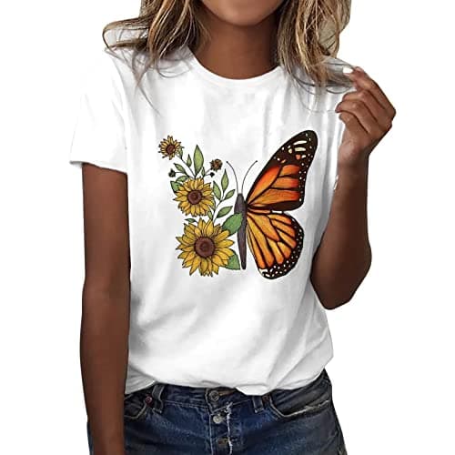 Image of Générique Women's T-Shirt Soft Cotton Round Neck Short Sleeve Printed Comfortable Casual Fashion Elegant Casual T-Shirt, white, XXL