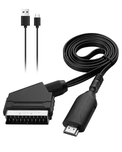 Image of teasteam SCART to HDMI Converter 1M with 720P/1080P Switch SCART Input to HDMI Output Lead with 50cm USB Cable Adapter Connect for DVD Player to TV VHS Xbox PS3 Sky Projector and Monitor