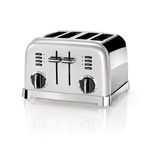 Image of Cuisinart 4 slice toaster, Wide slots, ideal for thick bread and bagels, 6 browning levels plus defrost, Wide slots, High lift lever, Matching kettle available, Frosted Pearl