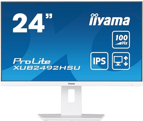 Image of iiyama XUB2492HSU-W6 24 inch White IPS LCD slim bezel, 100Hz, 0.4ms (MPRT), FreeSync, 1920x1080,HDMI/DP, 4 x USB Height Adjustable Stand