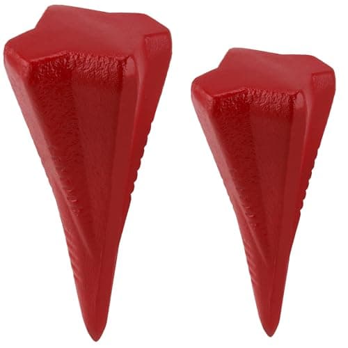 Image of ZEONHAK 2 PCS 2 Sizes Diamond Wood Splitting Wedge, 3.5lb 5lb 4-Direction Steel Splitting Wedge, 4 Way Wood Splitter Wedge for Wood Splitting, Red