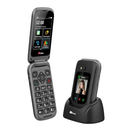 Image of TTfone TT970 Whatsapp 4G Touchscreen Senior Big Button Flip Mobile Phone - Pay As You Go Prepaid - Easy and Simple to Use (£0 Credit, O2)