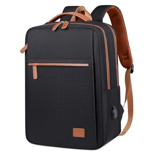 Image of Outplea Laptop Backpack for Men Women with USB Charging Port, 20L Small Travel Backpack Underseat Cabin Bag, 15.6" Laptop Rucksack for Work Collge Business Teacher, Black