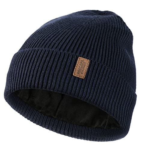 Image of Wmcaps Beanie for Men, Stretchy Soft Cuffed Wooly Beanie with Thick Warm Lining, Unisex Classic Winter Hat, Gifts for Women/Men/Her/Him/Dad (Navy Blue)