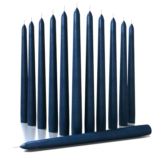 Image of CANDWAX 30 cm Taper Candles Set of 12 - Dripless and Smokeless Candle Unscented - Slow Burning Candle Sticks Ideal as Dinner Candles – Dark Blue Candles