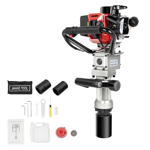 Image of Fridgestea 2 Stroke Petrol Post Driver, 8500RPM Petrol Pile Driver, T-Post Fence Knocker Jack Hammer Auger Picket Fencing Ramming Thumping Tool Kit