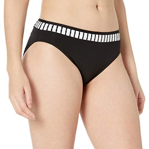 Image of Fantasie Women's Standard San Remo Mid Rise Bikini Bottom, Black & White, XL