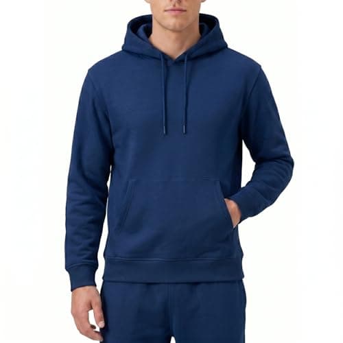 Image of RIPT RCSWT763 Men's Hooded Soft Touch Loungewear Hoodie Sweatshirt Top, Navy Blue, M