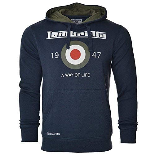 Image of Mens Lambretta Target Logo & Branding Hooded Sweatshirt Top SS 4252 - Navy Blue