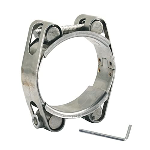 Image of 120-130mm Heavy Duty T Bolt Hose Clamp 304 Stainless Steel Double Head Double Layer Hose Pipe Clamp Tube Clamps Band Width 24mm(1 Pieces with Wrench)