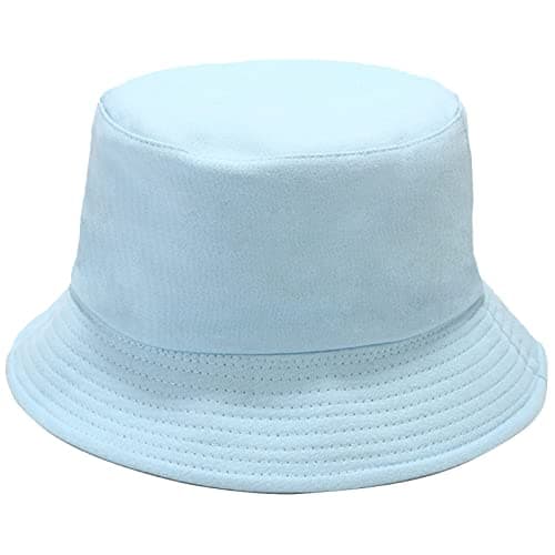 Image of Malaxlx Light Blue Bucket Hat for Women Men, Summer Travel Beach Outdoor Sun Hat Fishing Hat Reversible Double-Side-Wear