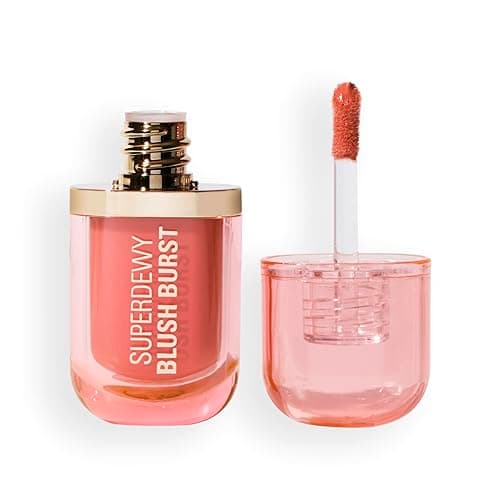 Image of Revolution Superdewy Liquid Blush Burst, Buildable Colour for Cheek, Serum Formula with Peptides & Hyaluronic Acid, Vegan & Cruelty-Free, Peach Spritz, 4.2ml