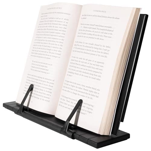 Image of H&S Recipe Book Stand – Adjustable Text or Recipe Book Holder – Stand for Display or Desk – Metal Cookbook Rest – Bound Document Holder – Space-Saving Design with 7 Angles