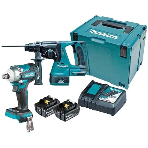 Image of Makita DLX2372TJ 18V Li-ion LXT 2 Piece Brushless Combo Kit Complete with 2 x 5.0 Ah Batteries and Charger Supplied in a Makpac Case