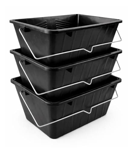 Image of BH | 15L Black Paint Scuttle with Metal Handle | 15 Litres (3 Gallon) | Pack of 3 | Large Plastic Paint Bucket for Rollers | Decorators Paint Container for Paint and Paste - By Best House