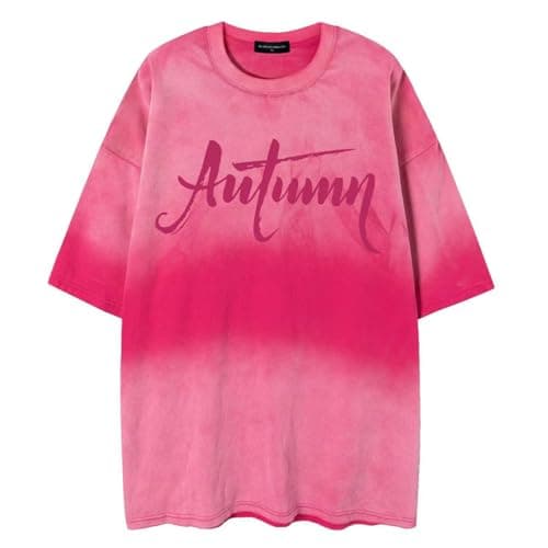 Image of NOSTOPATHY Graphic Tees Oversized Tshirts for Men Short Sleeve Streetwear Summer Tops, Pink, XXL