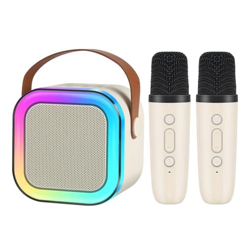 Image of Kids Karaoke Machine with Bluetooth Speaker, 2 Wireless Mics, Portable Set for Kids & Adults, Birthday Gift for Girls 4-12, Family Party, Pink