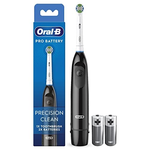 Image of Oral-B Pro Battery Toothbrush, Precision Clean Toothbrush Head, Plaque Remover for Teeth, 2 Batteries Included, Black