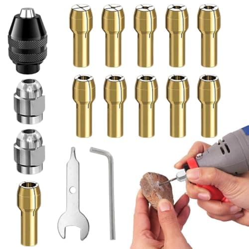 Image of 16Pcs Chuck Keys for Drill,Multi Chuck Set for Dremel Collet Nut Kit,0.5-3.2mm Shank Replacement 4486 Rotary Tool Keyless Quick Change Accessory for Dremel 3000 4000 7700 8200
