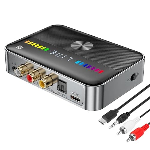 Image of Bluetooth 5.3 Transmitter Receiver 2-in-1 Bluetooth Adapter HiFi Audio Bluetooth Receiver with LED Display and NFC 3.5 mm AUX RCA Optical Coaxial USB for PC/TV/Car
