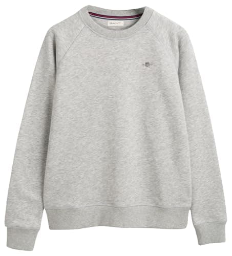 Image of GANT Unisex Kinder SHIELD C-NECK Sweatshirt, LIGHT GREY MELANGE,