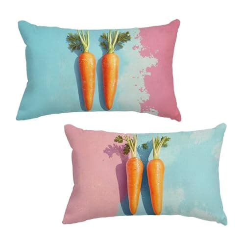 Image of Outdoor Waterproof Cushion Covers 30x50 cm Duck Egg Blue Garden Furniture Cushion Covers Carrot Rectangle Linen Throw Pillow Case Set of 2, Waterproof Pillowcases with Invisible Zipper for Bench U-6