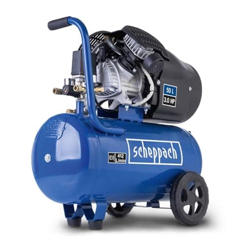 Image of Scheppach HC53DC Air Compressor | 3.0 HP Motor | 50 L Tank | 10 bar Pressure | Twin-Cylinder 371 L/min | Dual Couplings