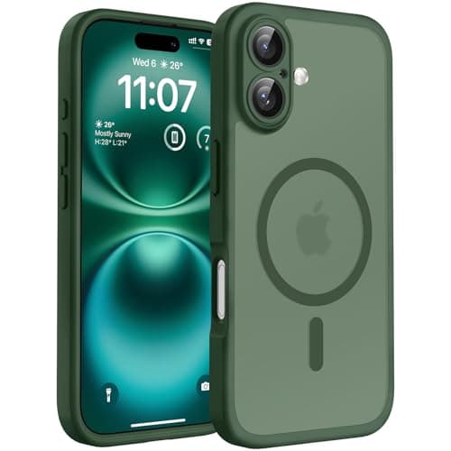 Image of TOCOL Magnetic for iPhone 16 Plus Case 6.7-Inch, Fit for MagSafe, Upgraded [Full Camera Protection], [14FT Military Grade Drop Tested] Shockproof Slim Translucent Matte Back Cover (Alpine Green)