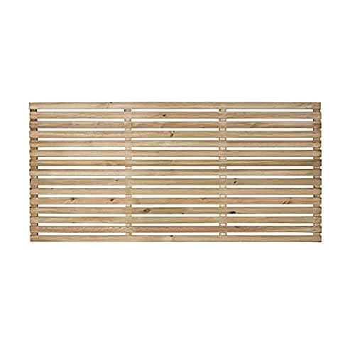 Image of Forest Garden 1.8m x 0.9m Pressure Treated Contemporary Slatted Fence Panel - Pack of 3