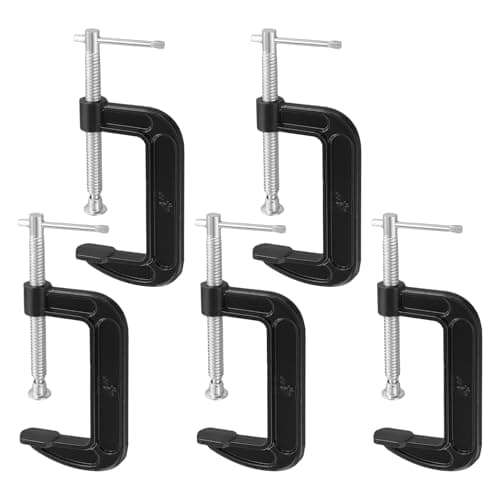 Image of ZEONHAK 5 Pack 4 Inch C Clamp, 100mm G Clamps with Adjustable Screw for Welding and Woodworking, Black
