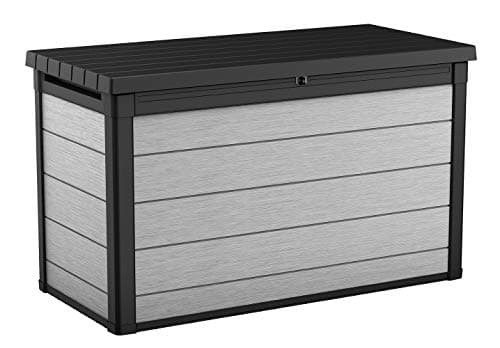 Image of Keter Denali 200 Gallon Resin Large Deck Box, Double Wall 20mm Panels, Paintable and Drillable, Organization and Storage for Patio Furniture and Outdoor Items, Grey & Black