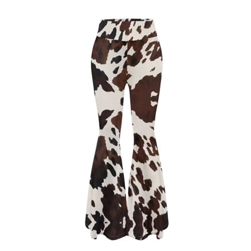 Image of YEXIATODO Womens Flare Leggings Flare Sweatpants Women Butt Lift Yoga Pants, Brown Cow Print, M