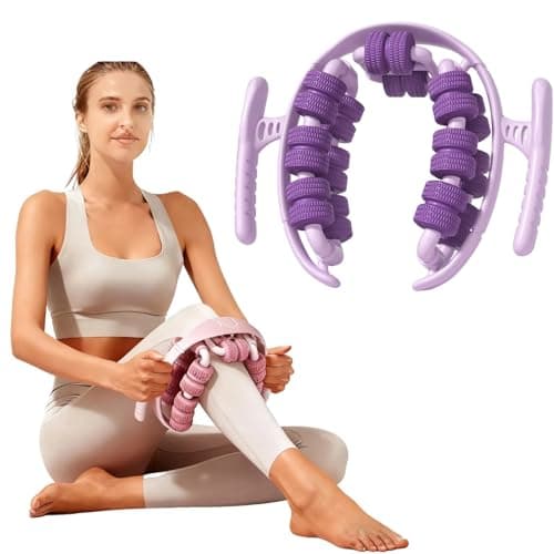 Image of Massage Roller for Legs - Lymphatic Drainage Massager,28 Rollers Deep Tissue Muscle Leg Massagers for Leg Arm Tennis Elbow Muscle Relaxation (Purple)