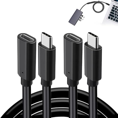 Image of USB C Extension Cable 0.5m, 2PCS Type C 3.1 Extender, Supports 100W Fast Charge & Sync 1GB/s Data Transfer 4K@60Hz Video Display Lead, Compatible with Switch iPhone 16/15 iPad Pro XPS Galaxy S22/S21