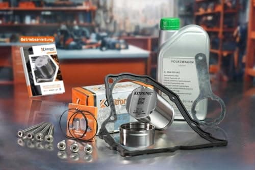Image of KITRONIC pressure accumulator repair kit DQ200 for DSG, 7-speed mechatronic dry clutch gearbox 0AM | With mounting wrench, gasket & 1L Volkswagen Mechatronics oil including aluminium screws