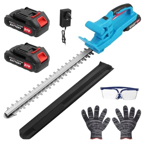 Image of Hedge Trimmer Cordless,52cm Laser-Cut Diamond Hedge Cutter with 21v Battery & 2 Batteries,Lightweight Hedge Trimmer Cordless 2kg,2400 Cuts/Min,45° Adjustable,Safety Lock,Anti-Vibration for Gardeners