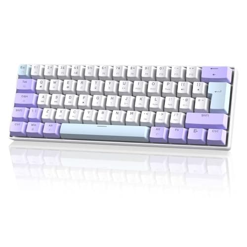 Image of MAGIC-REFINER MK21 60% USB-C Wired Mechanical Gaming Keyboard UK Layout, Linear Red Switches, Hot Swappable, Ultra-Compact 62 Keys, RGB Backlight, PBT Keycaps, for Gamer, Office, Typists, Lavender