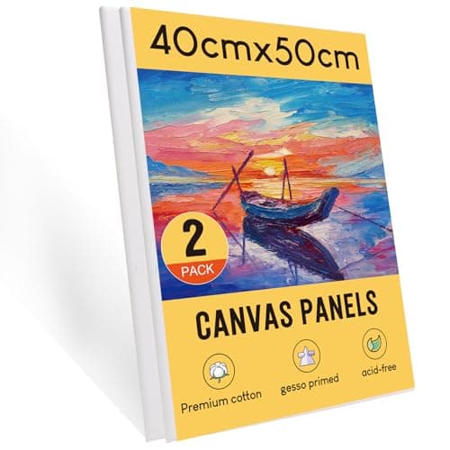 Image of STATIONERY ISLAND 40x50cm Canvas for Painting 2Pcs, Large Canvas Boards 100% Cotton, Acid Free, Blank Canvas Panels for Acrylic Painting & Oil Paint, Hobby Painters and Beginner(16“ X 20”)